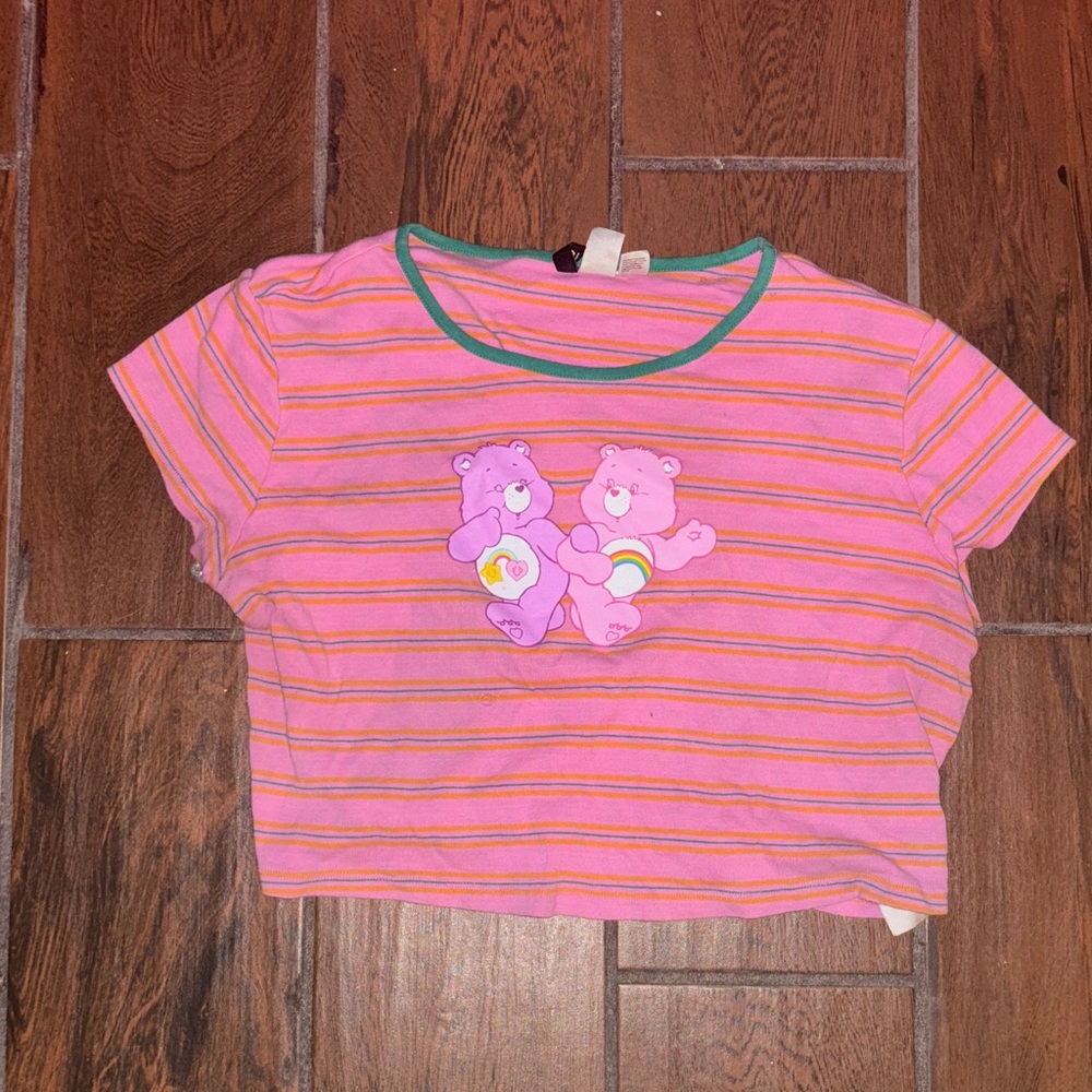 Pink Striped junior Shirt with Bear Design